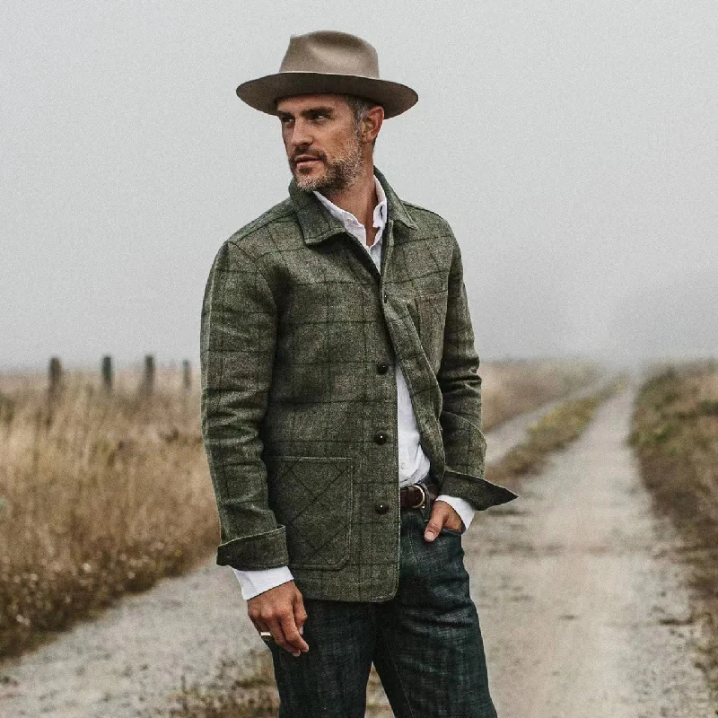 Dutch-Style Men's Woollen Short Coat Herringbone Houndstooth Plaid
