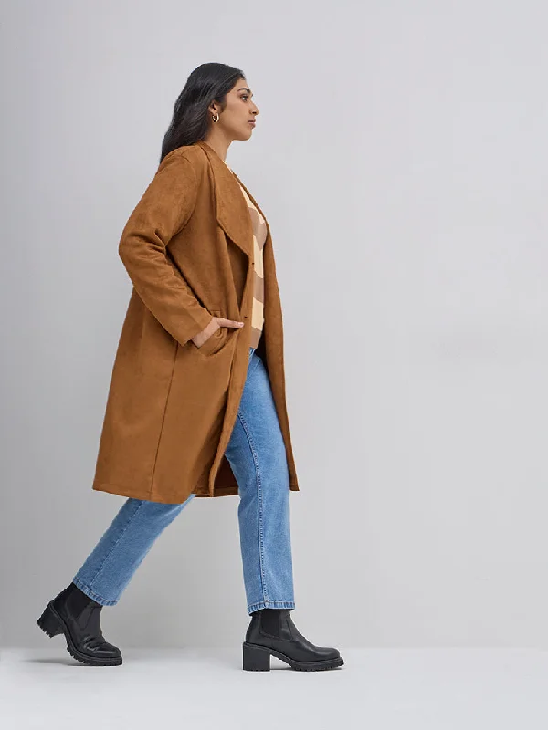 Gia Tan Faux-Suede Coat Embroidered Appliqued Beaded