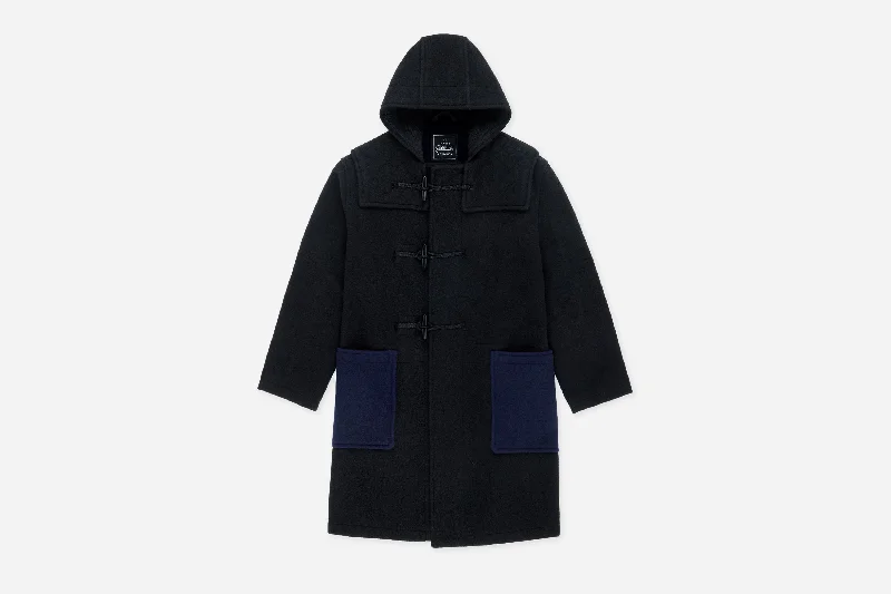 Gloverall for 3sixteen ~ Two-Tone Monty Duffel Coat Hook-and-Loop Buckled Tied