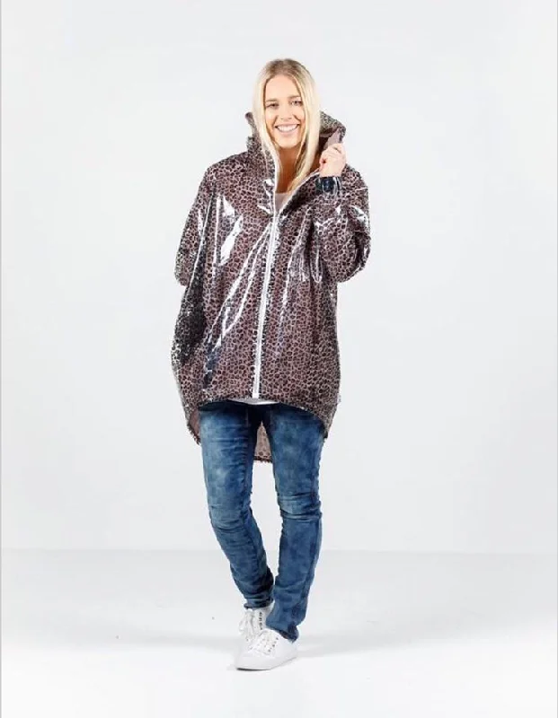HOME-LEE - Leopard print rain coat! 10-12 Peter Pan Collar Cowl Neck Turtleneck