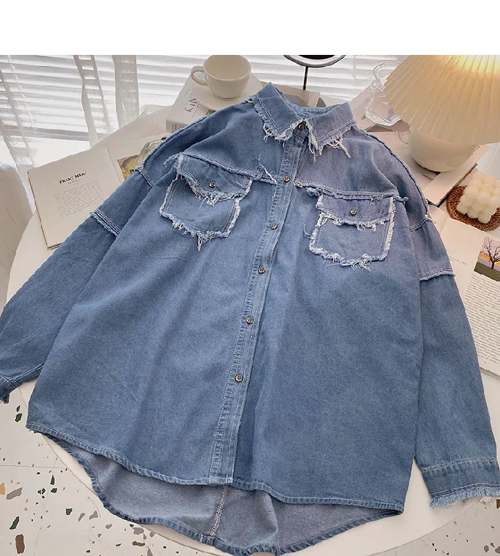 Lapel design, woolen Pocket Shirt coat, female  6321 Pleated Ruffled tiered
