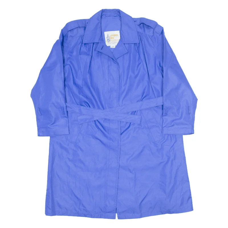 LONDON FOG Belted Womens Trench Coat Blue M Denim Leather Suede