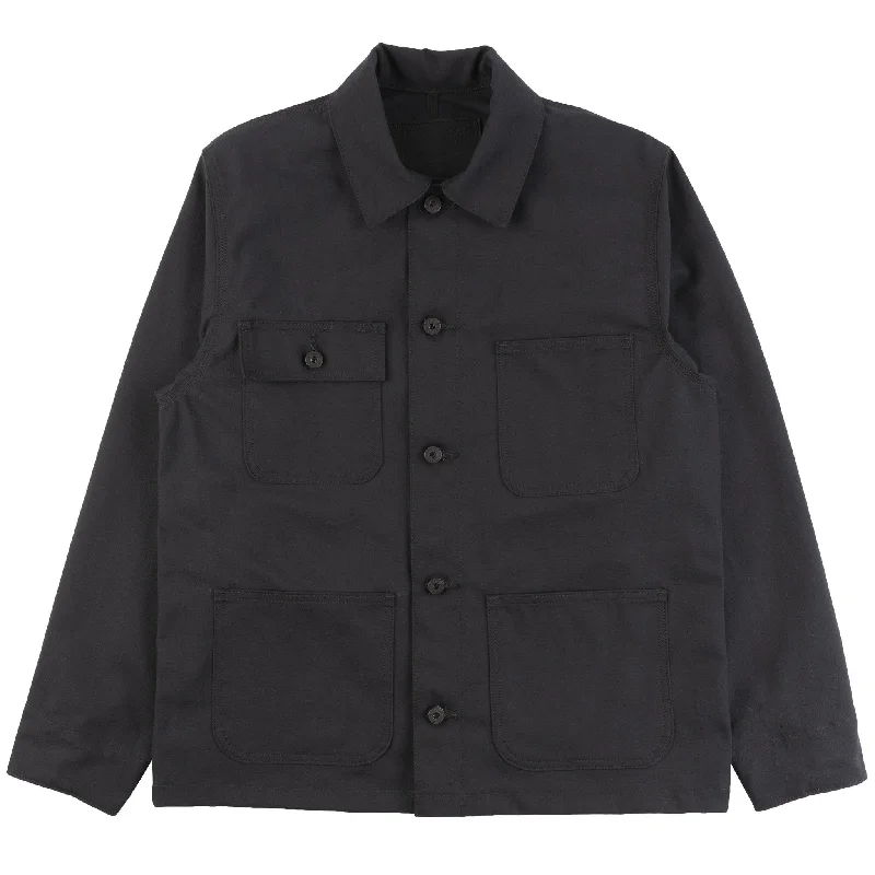 Chore Coat - Black Canvas Tweed Herringbone Houndstooth