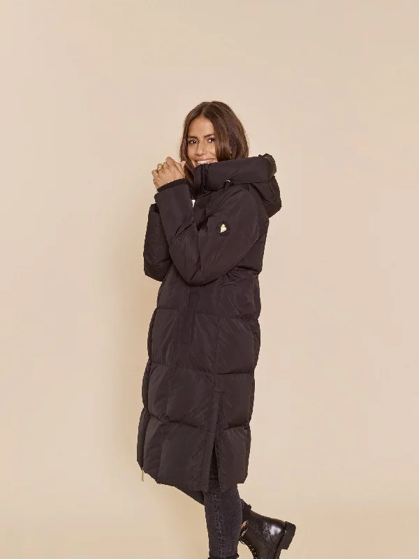 Mos Mosh Black Nova Square Down Coat Collared Crew Neck Turtle Neck