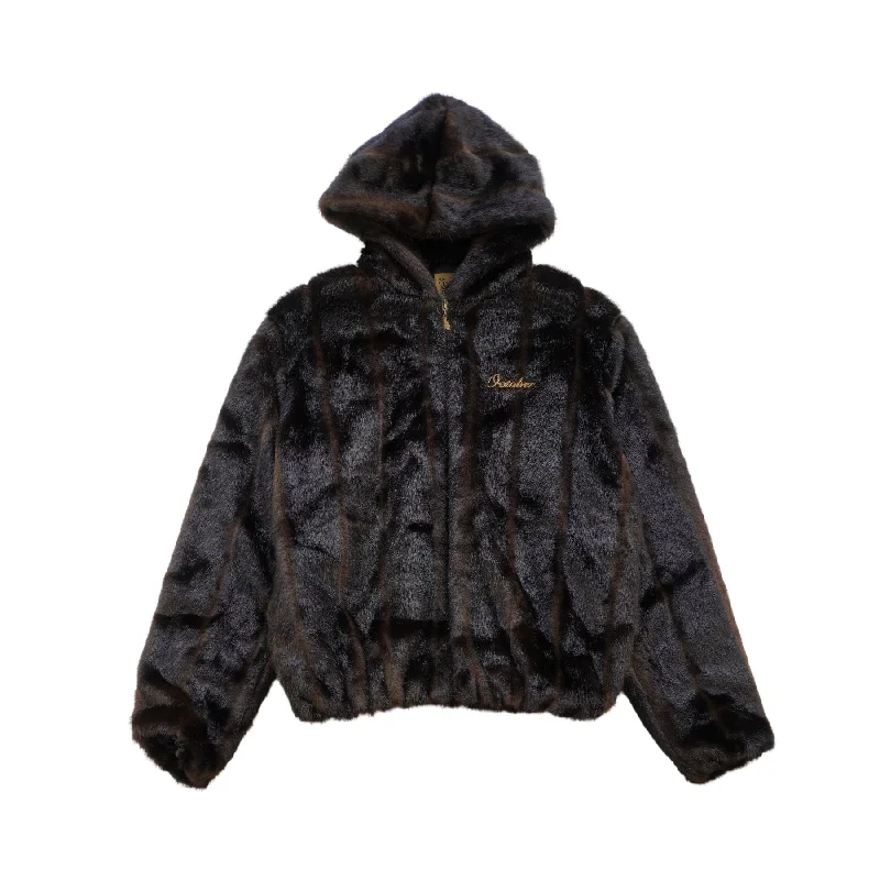 OVO Faux Fur Coat - Women's M Cuffed Rolled Raglan