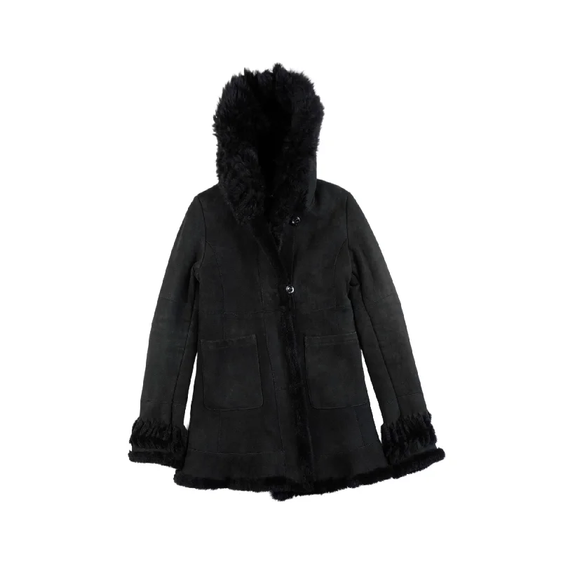 Robrik Hooded Shearling Coat - Women's 38 Bolero Crop Top Camisole