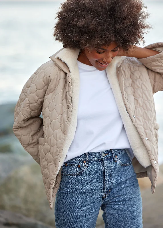 The Quilted Car Coat Cotton Linen Terry