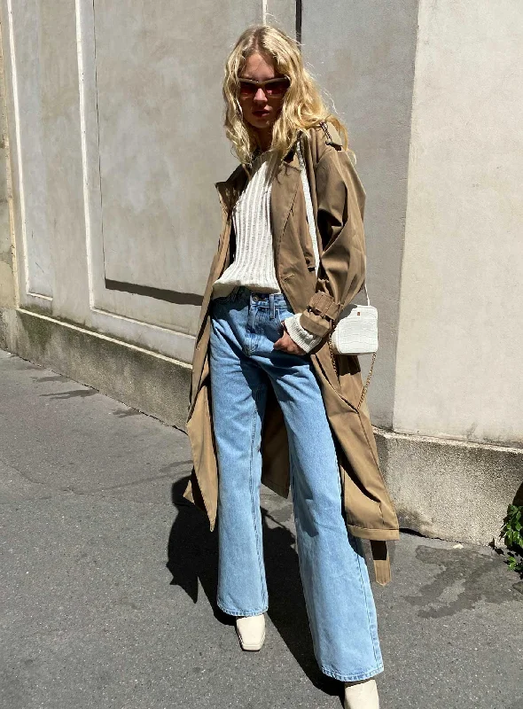The Seb Trench Coat Beige Shawl Collar Notch Collar Lapel Collar