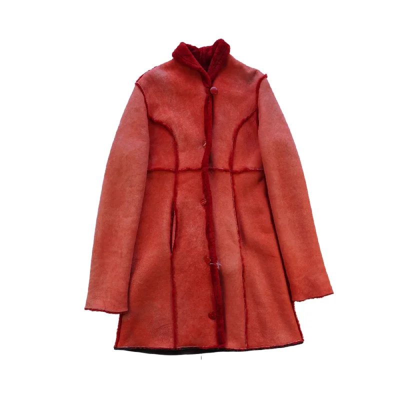 Vintage Shearling Coat - Women's 44 empire Basque Peplum