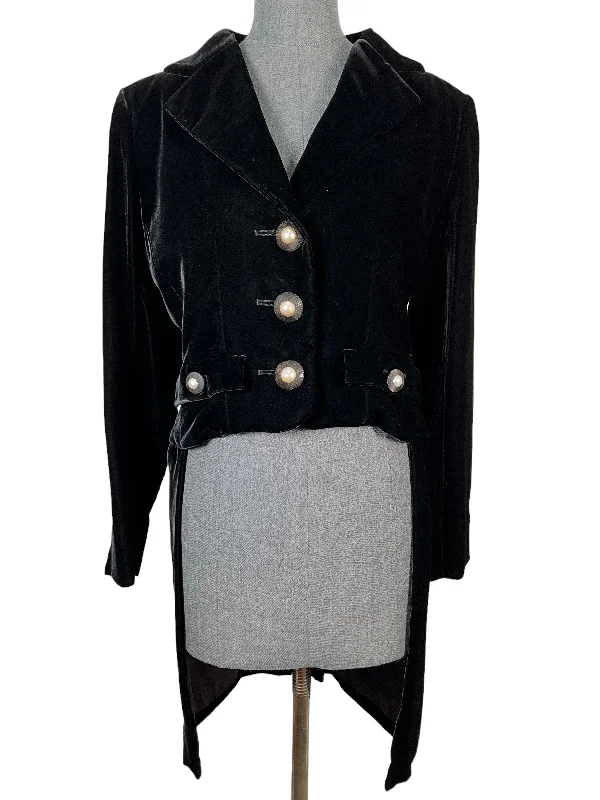 Vintage Yves Saint Laurent Black Velvet Tailcoat Size 10 Houndstooth Jacket Shearling Jacket Fleece Jacket Vintage Yves Saint Laurent Black Velvet Tailcoat Size 10 Houndstooth Jacket Shearling Jacket Fleece Jacket