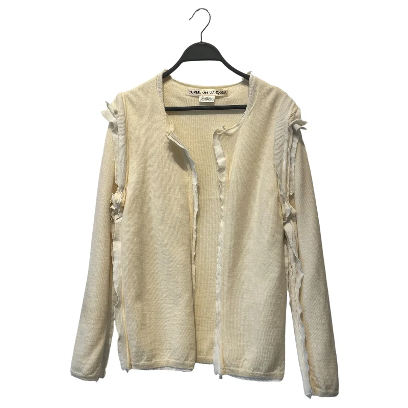 COMME des GARCONS/Cardigan/M/Wool/CRM/ Lace Blend Ribbed Blend Corduroy Blend