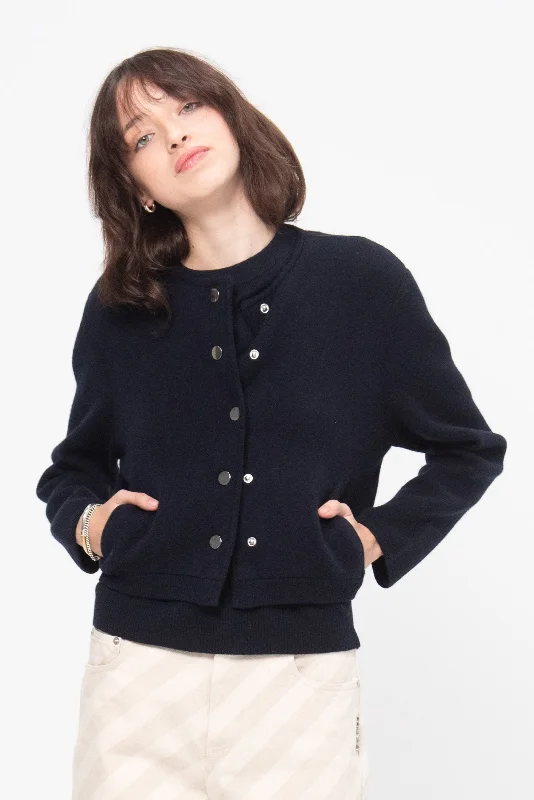 Round Neck Cardigan, Deep Night Button Cardigan Zip Cardigan Pullover Cardigan