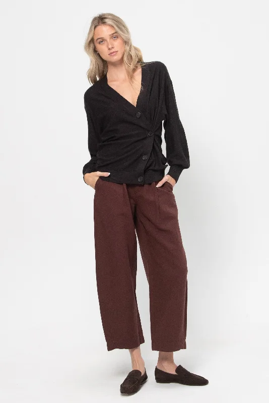 Drippy Tissue Cardigan, Deep Espresso Spandex Rayon Corduroy