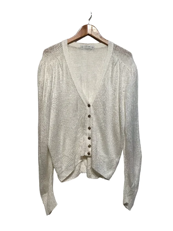 White Knitted Cardigan (Size XL) Boat Neck Shawl Collar Notched Collar