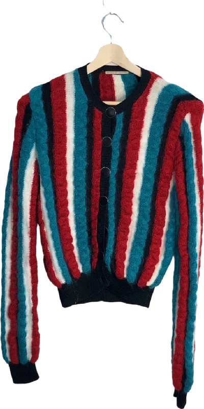 Marco De Vincenzo Multicolour Striped Cardigan UK 10 Knit Fabric Woven Fabric Fleece Fabric Marco De Vincenzo Multicolour Striped Cardigan UK 10 Knit Fabric Woven Fabric Fleece Fabric