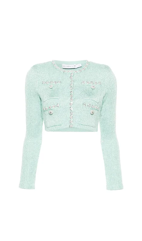 MINT SEQUIN KNIT CARDIGAN Hooded Cardigan Collared Cardigan Shawl Collar