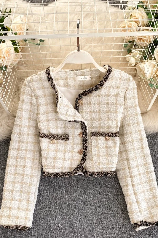 Small fragrant coat women's autumn and winter coat cardigan  1494 Long Cardigan Short Cardigan Medium Cardigan