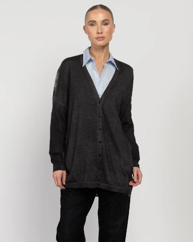 V-Neck Cardigan Cashmere Blend Cotton Blend Poly Blend