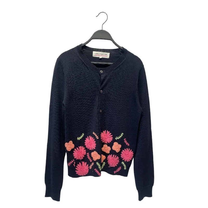 COMME des GARCONS GIRL/Cardigan/L/Floral Pattern/Acrylic/BLK/ Mesh Fabric Canvas Fabric Denim Fabric COMME des GARCONS GIRL/Cardigan/L/Floral Pattern/Acrylic/BLK/ Mesh Fabric Canvas Fabric Denim Fabric
