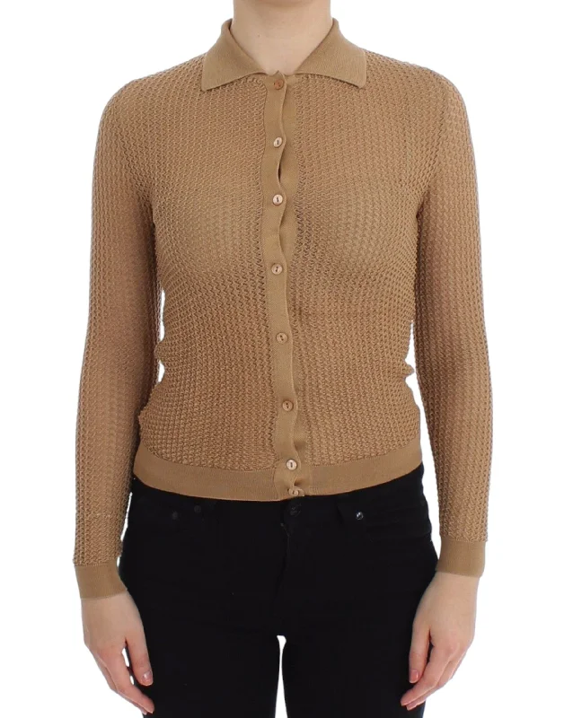 Beige Knitted Cotton Polo Cardigan Sweater Hooded Cardigan Collared Cardigan Shawl Collar Beige Knitted Cotton Polo Cardigan Sweater Hooded Cardigan Collared Cardigan Shawl Collar