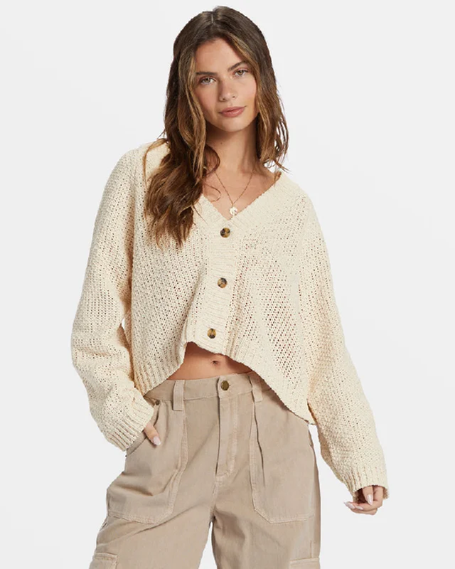Billabong Lennon Cardigan Sweater - DOVE Spandex Blend Rayon Blend Denim Blend