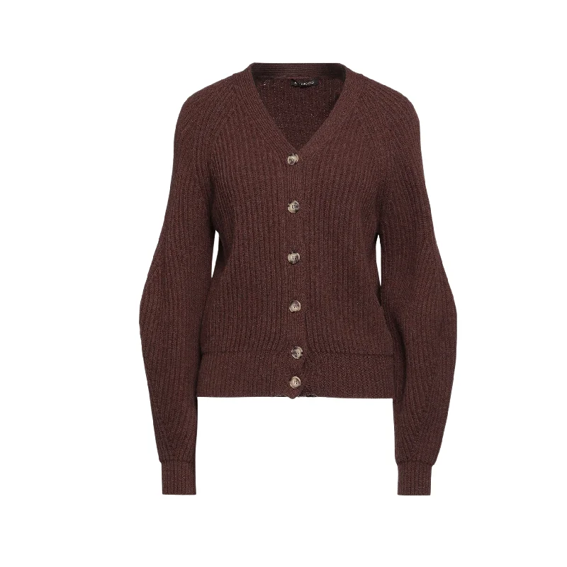 Cardigan - Brown Front Pockets Side Pockets Patch Pockets