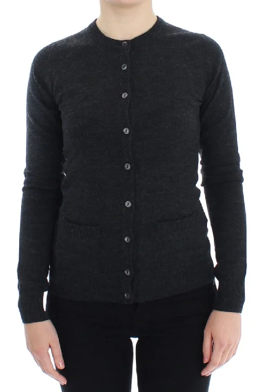 Elegant Gray Wool Cardigan Sweater Cardigan Knitwear Sweater