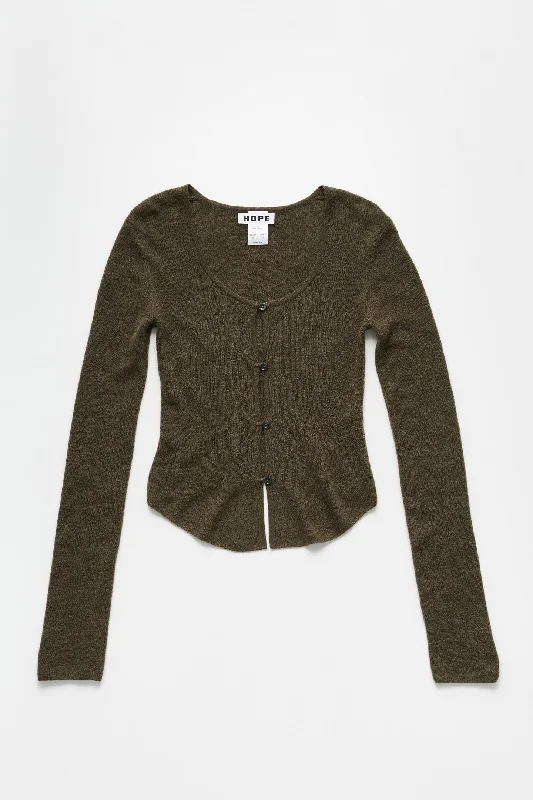 Fitted Cardigan Mesh Blend Leather Blend Suede Blend