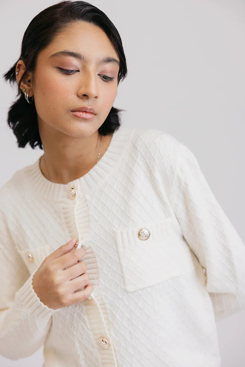 Full Sleeves Round Neck Cardigan Sweater Open Front Closed Front Wrap Front