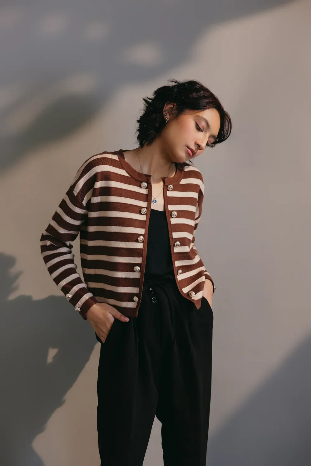 Full Sleeves Round Neck Cardigan Sweater Handmade Hand-knitted Hand-woven