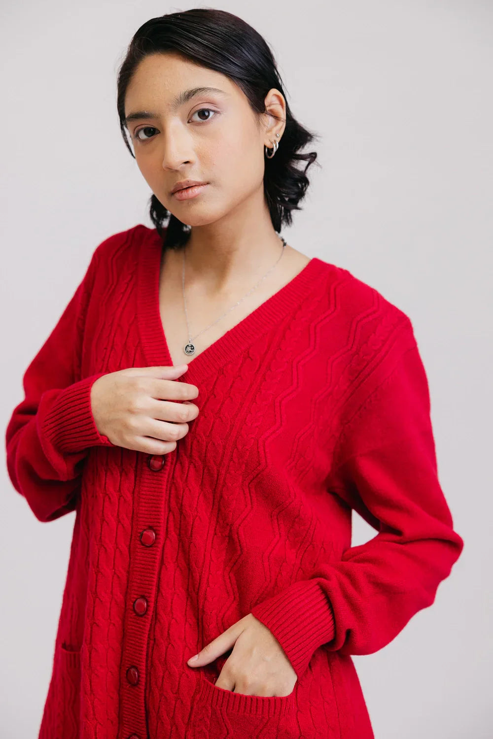 Full Sleeves V-Neck Cardigan Sweater Long Cardigan Short Cardigan Medium Cardigan