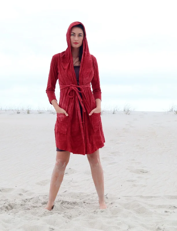Hooded Simplicity Belted Short Cardigan Casual Formal Business