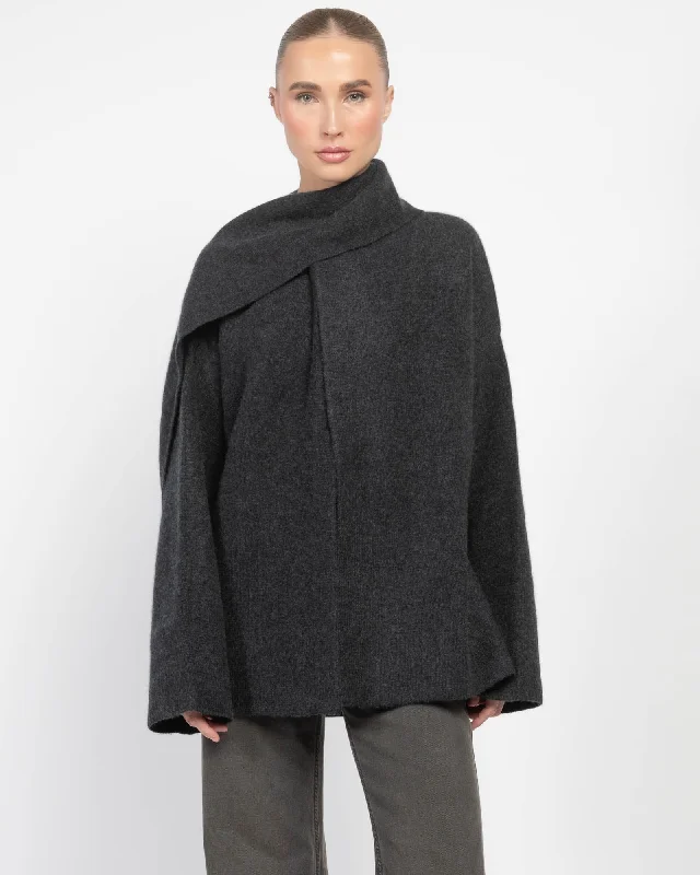 Spain Cardigan with Scarf Cable Knit Ribbed Knit Lace Knit