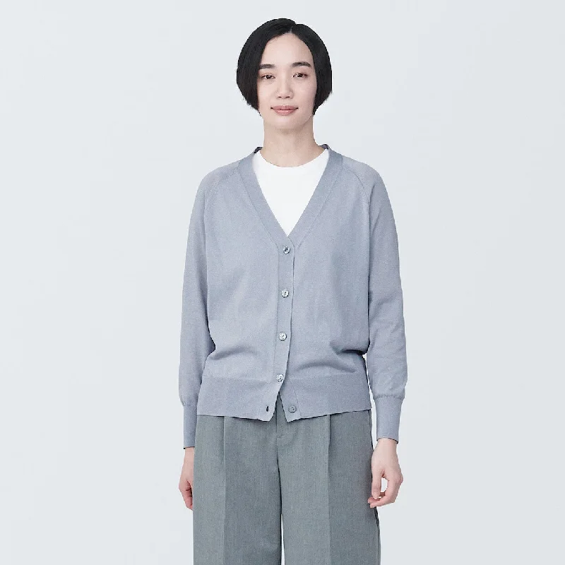 Shape-Keeping V-Neck Wide Cardigan Boxy Cardigan Fitted Cardigan A-Line